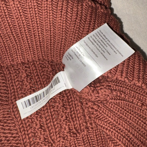 Quince 100% Organic Cotton Oversized Cable Cardigan Redwood Brown Large Neutral - Picture 6 of 7